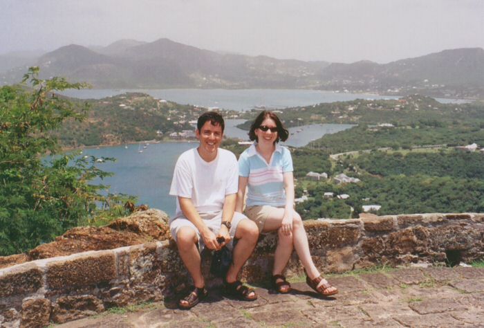 Christine and I on Shirley Heights overlooking Nelson's Dockyard