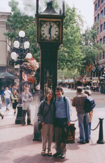Christine and I at the steam-powered clock in Gastown
